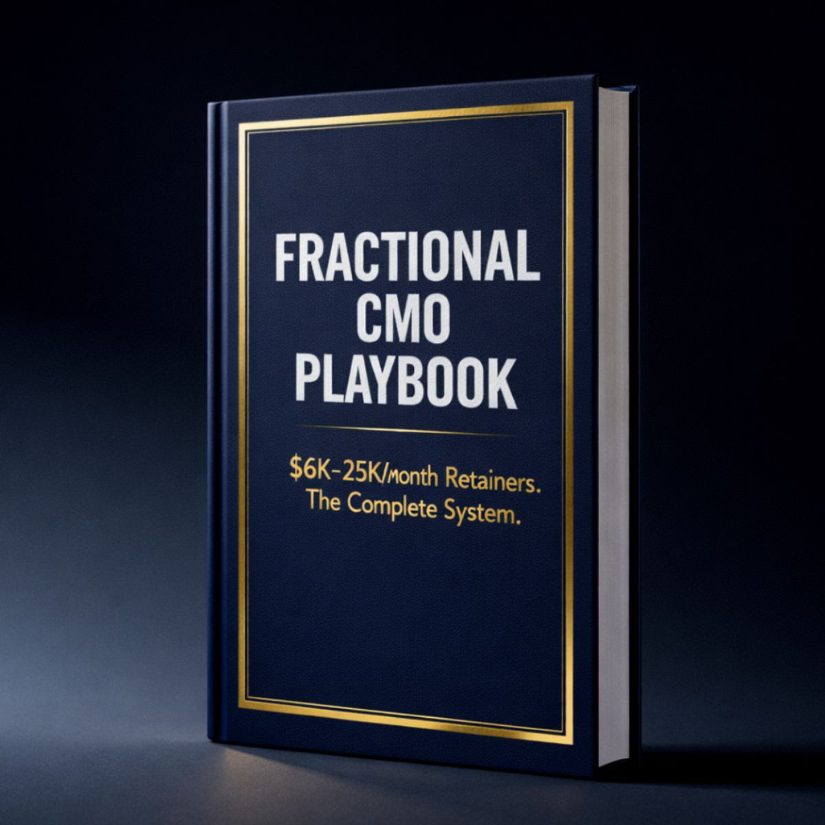 Book titled 'Fractional CMO Playbook' on a dark background