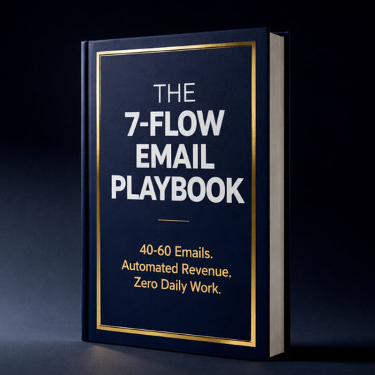 Book titled 'The 7-Flow Email Playbook' on a dark background